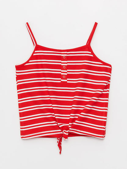 Square Neck Striped Girl's Crop Undershirt