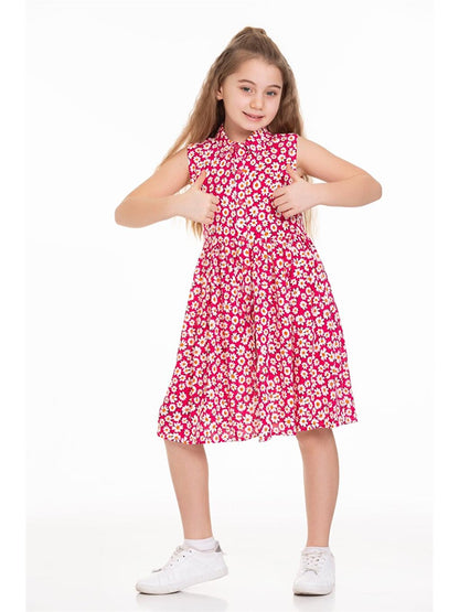 Shirt Collar Patterned Girl's Dress