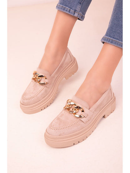 Thick Sole Applique Detailed Women's Classic Shoes