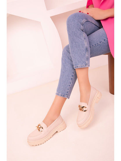 Thick Sole Applique Detailed Women's Classic Shoes