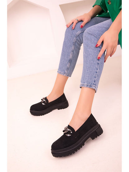 Thick Sole Applique Detailed Women's Classic Shoes