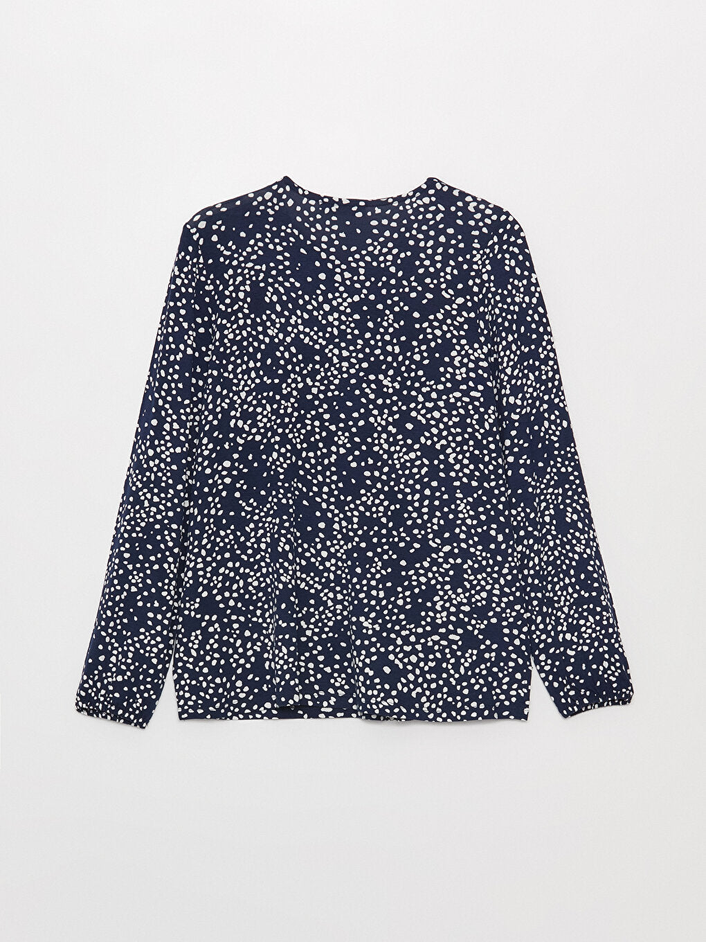 V-Neck Patterned Long Sleeve Women's Blouse