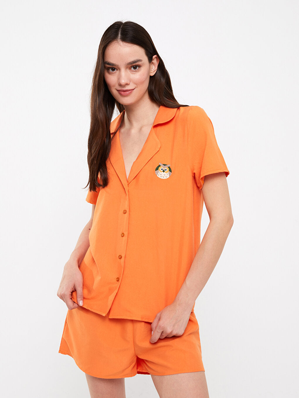 Shirt Collar Women's Pajama Set