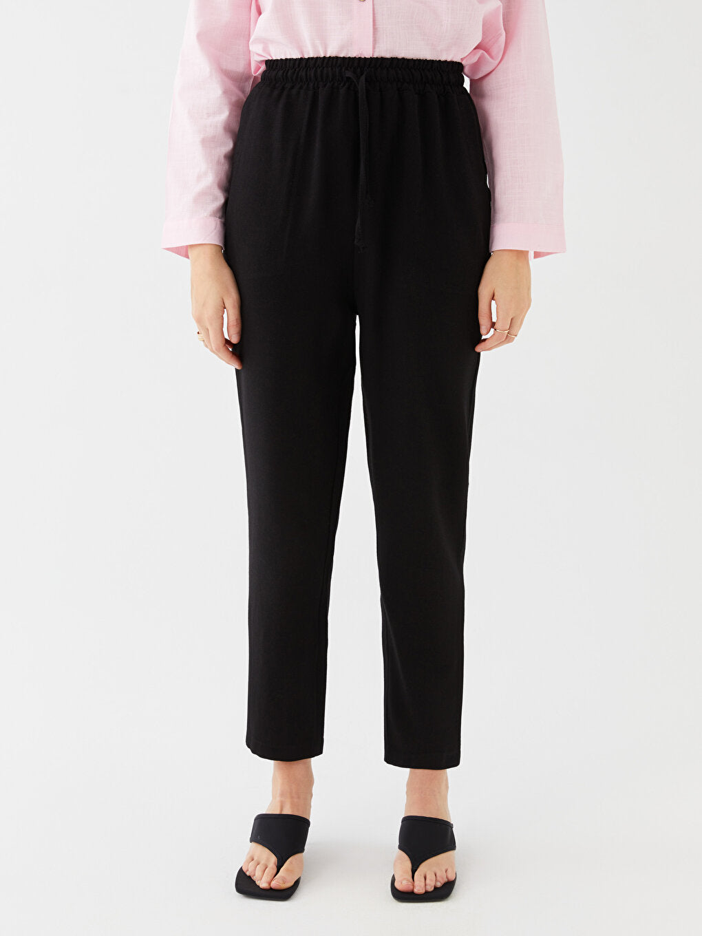 Women's Tie Waist Straight Trousers