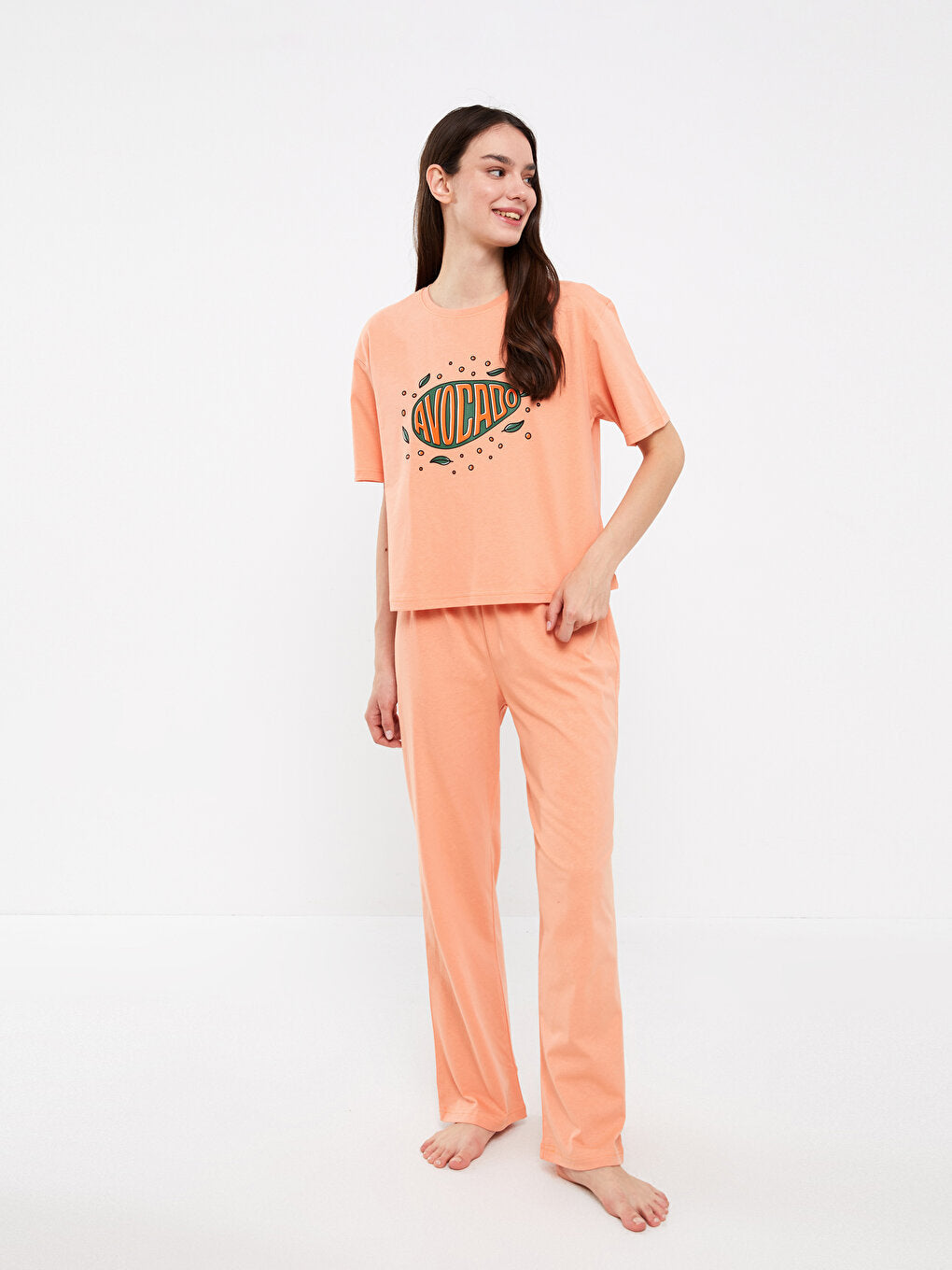 Crew Neck Printed Women's Pajama Set