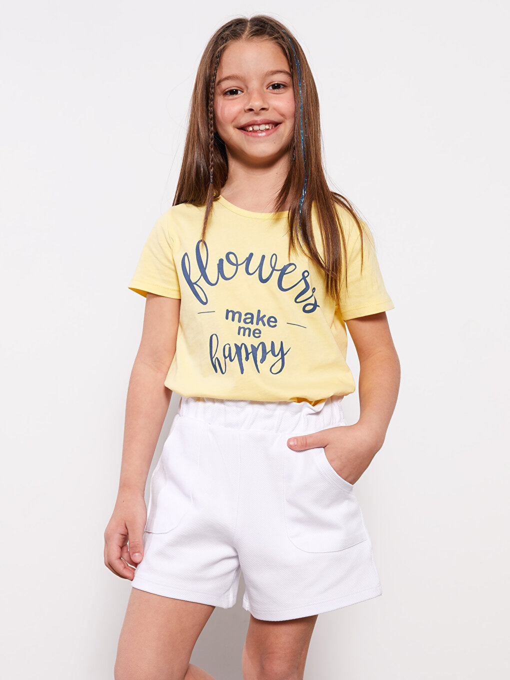 Crew Neck Printed Short Sleeve Girls' T-Shirt