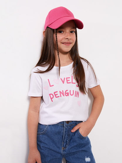 Crew Neck Printed Short Sleeve Girls' T-Shirt