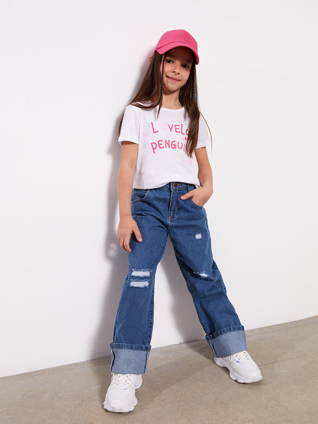 Crew Neck Printed Short Sleeve Girls' T-Shirt