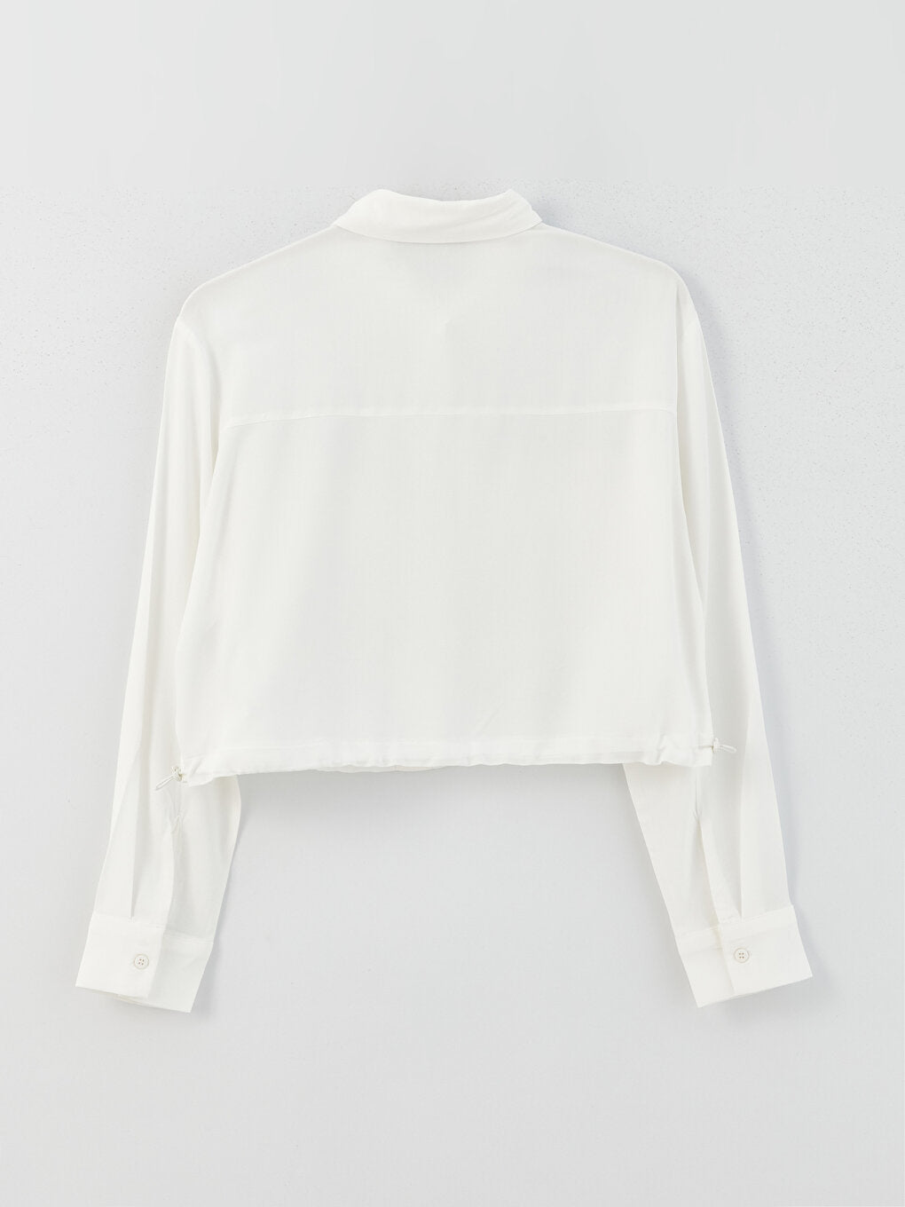 Plain Long Sleeve Crop Poplin Women's Shirt