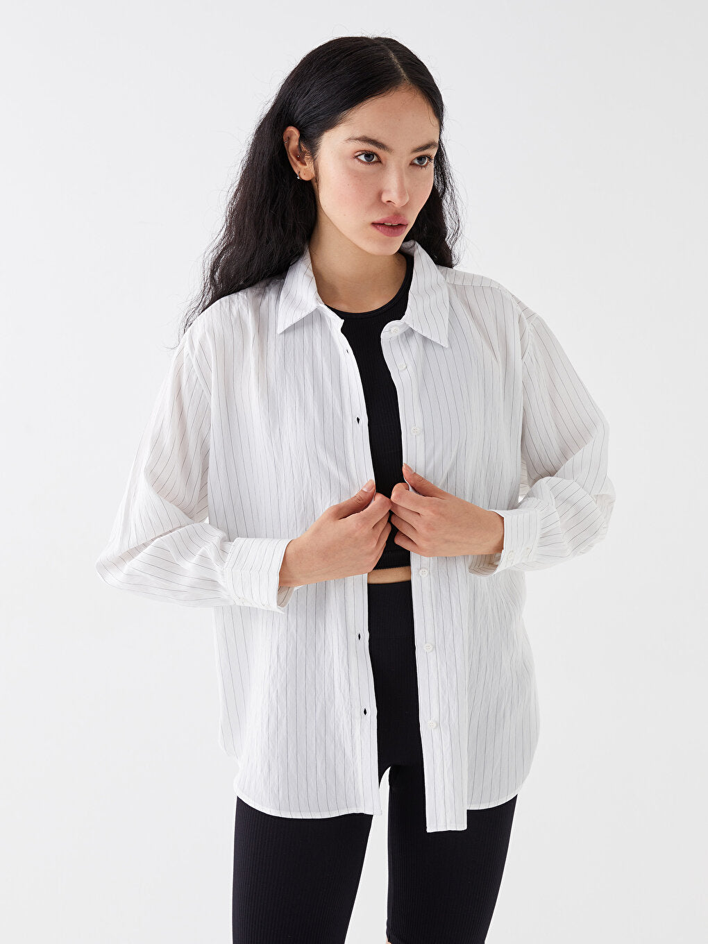 Striped Long Sleeve Oversize Women's Shirt