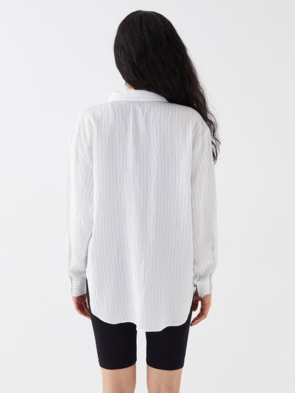 Striped Long Sleeve Oversize Women's Shirt