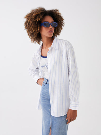 Striped Long Sleeve Oversize Women's Shirt