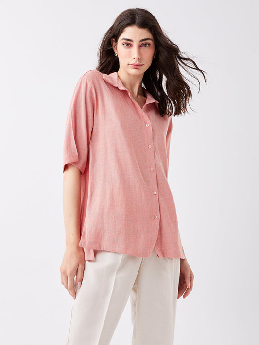 Plain Oversize Linen Blend Women's Shirt