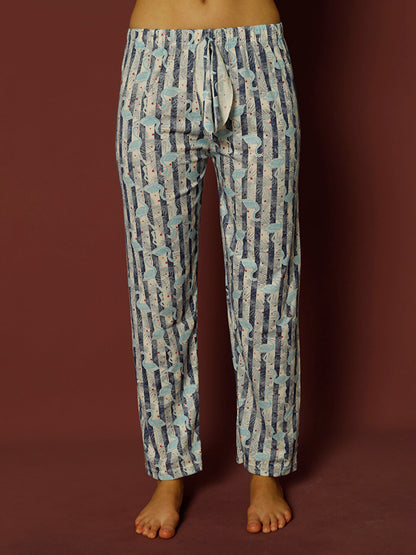 Patterned Women's Pajama Bottoms with Elastic Waist