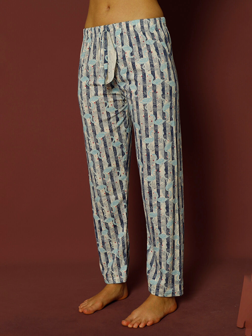 Patterned Women's Pajama Bottoms with Elastic Waist