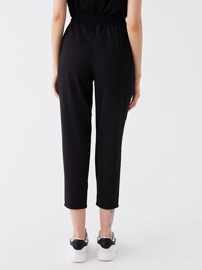 Carrot Cut Women's Trousers with Elastic Waist