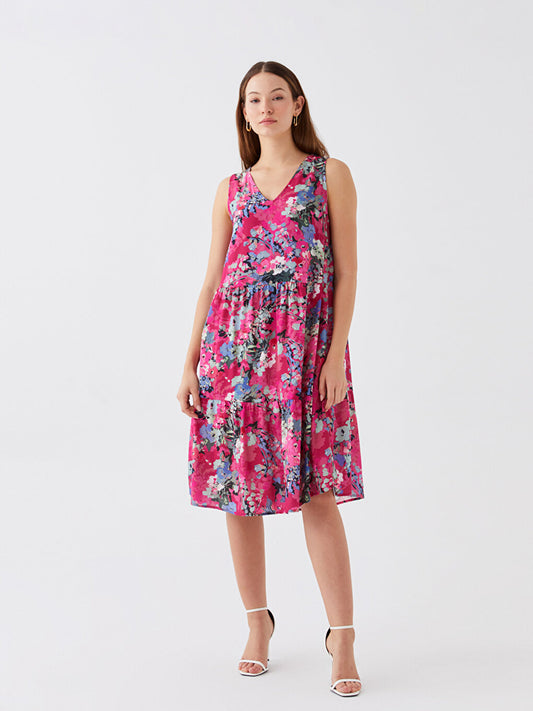 V-Neck Floral Women's Dress