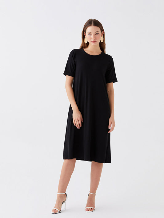 Crew Neck Straight Short Sleeve Women's Dress