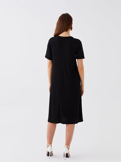 Crew Neck Straight Short Sleeve Women's Dress