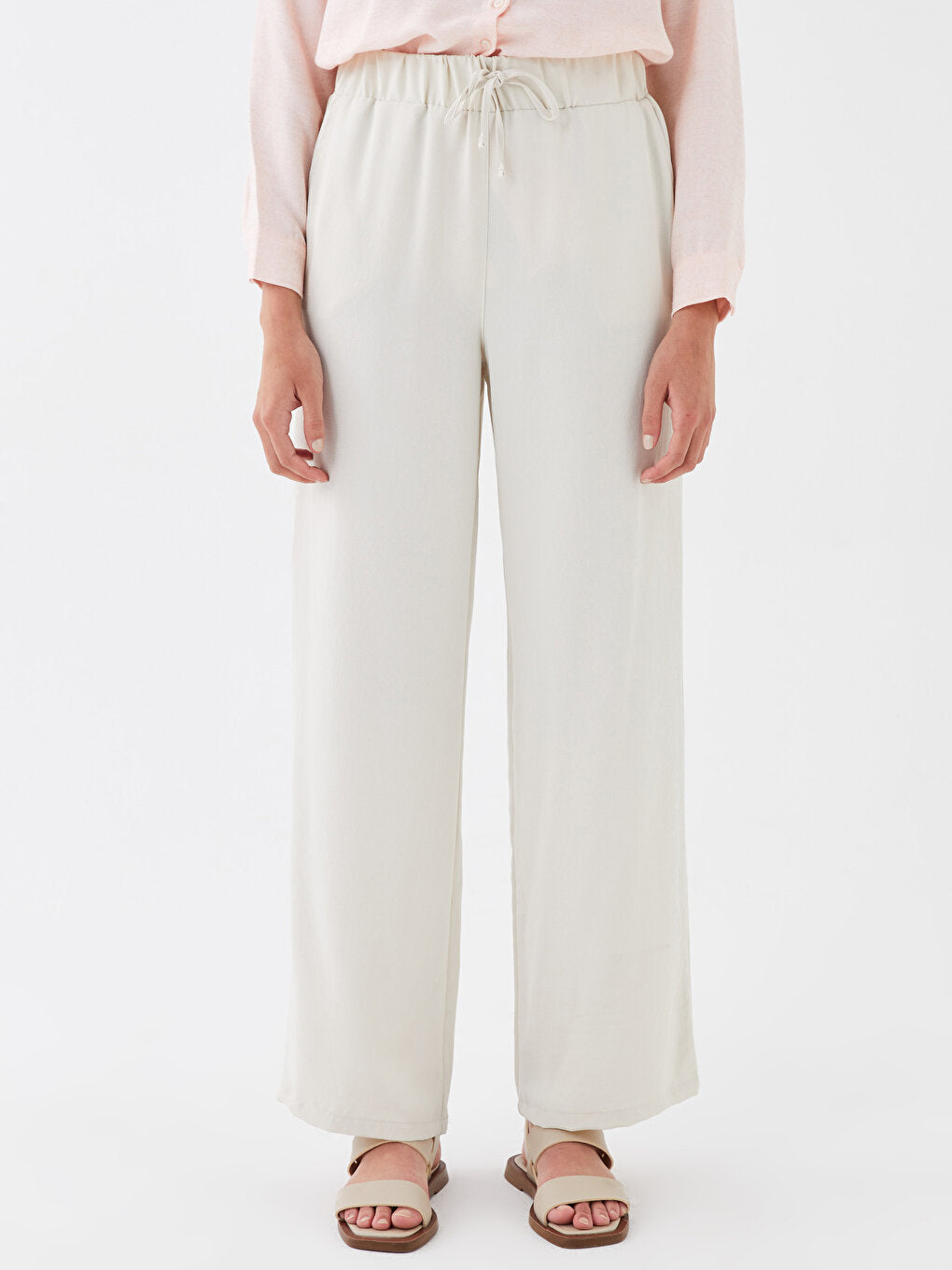 Women's Trousers with Elastic Waist, Comfortable Fit, Straight Pocket Detail