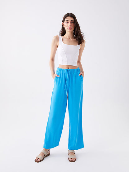 Women's Trousers with Elastic Waist, Comfortable Fit, Straight Pocket Detail