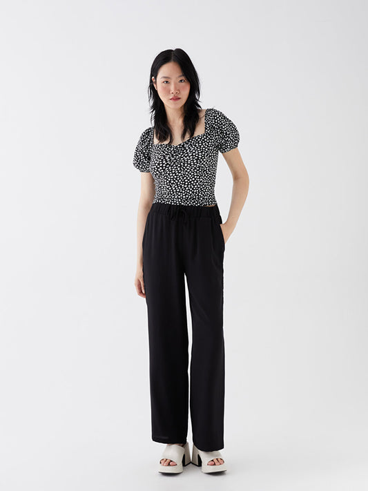 Women's Trousers with Elastic Waist, Comfortable Fit, Straight Pocket Detail