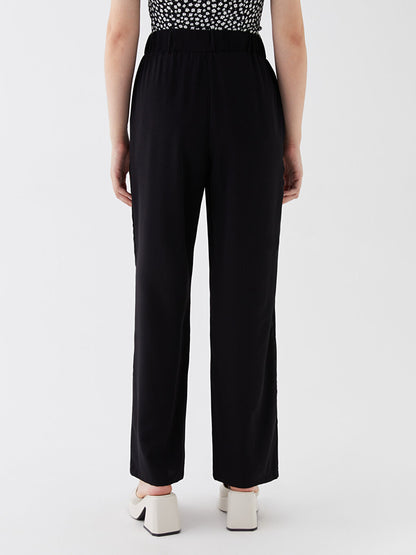 Women's Trousers with Elastic Waist, Comfortable Fit, Straight Pocket Detail