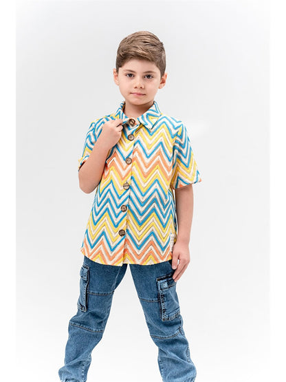 Patterned Short Sleeve Boy's Shirt