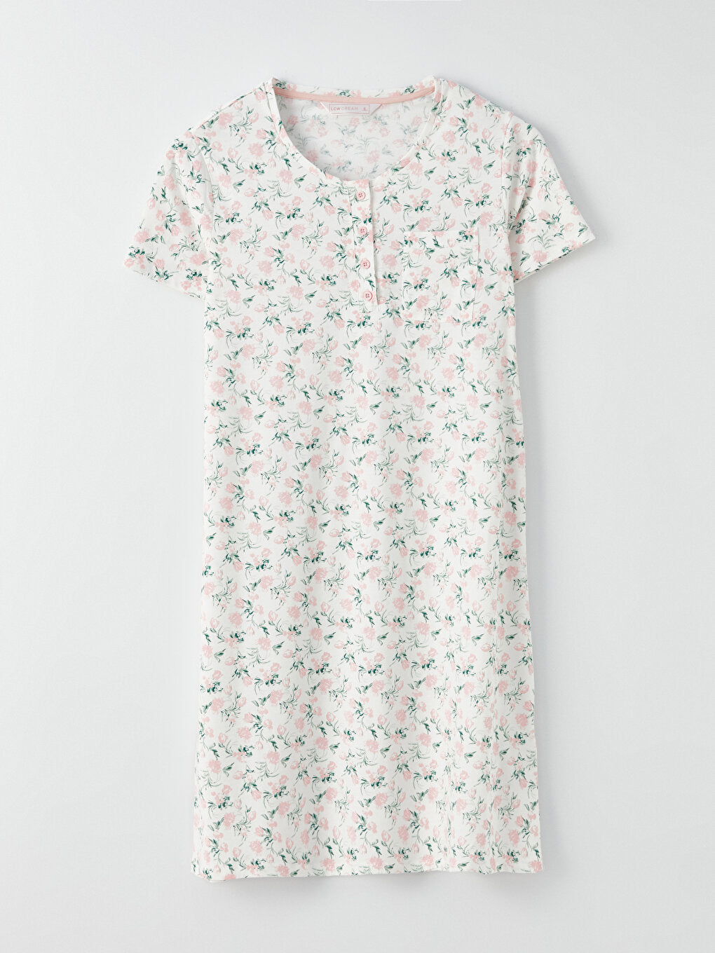 Crew Neck Floral Short Sleeve Women's Nightgown