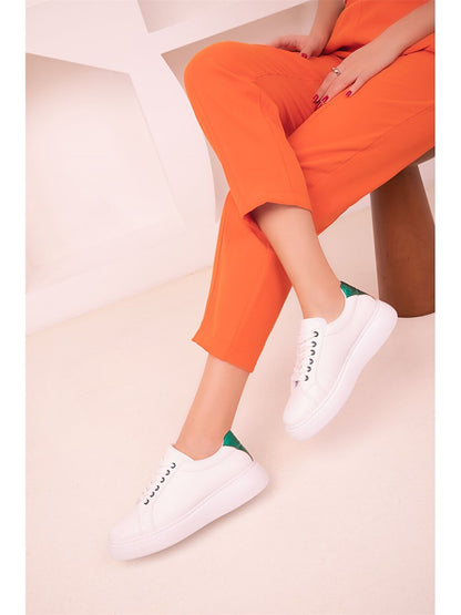 Leather Look Lace-up Women's Sneakers