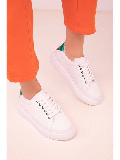 Leather Look Lace-up Women's Sneakers