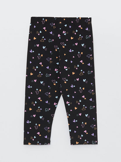 Printed Girls' Tights with Elastic Waist