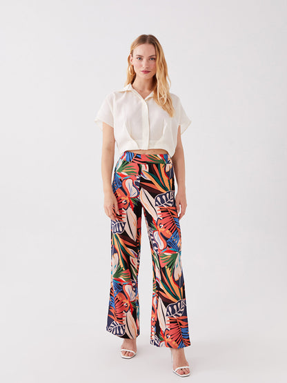 Comfortable Pattern Patterned Women's Trousers with Elastic Waist