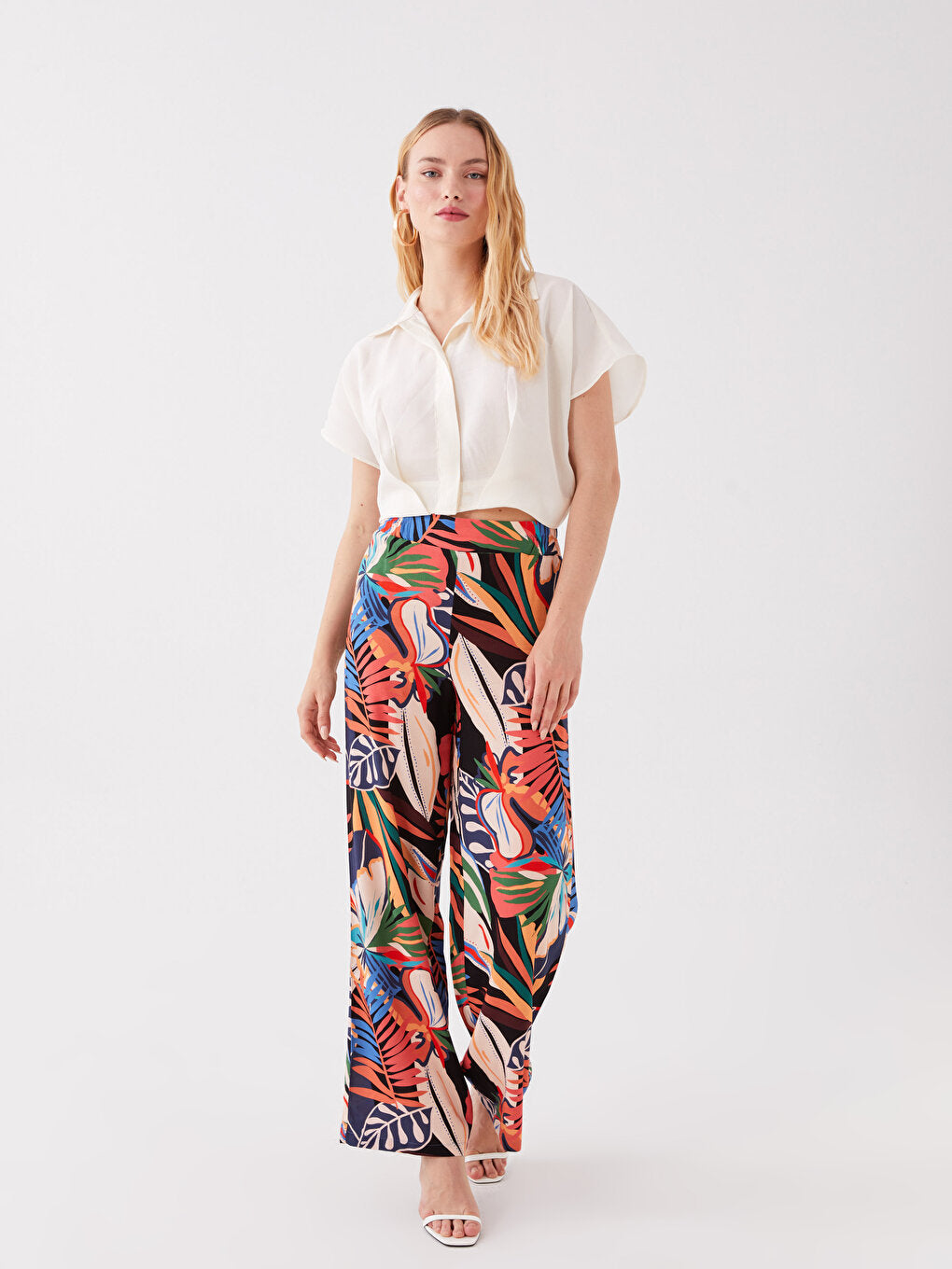 Comfortable Pattern Patterned Women's Trousers with Elastic Waist