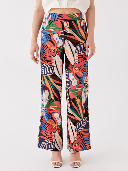 Comfortable Pattern Patterned Women's Trousers with Elastic Waist