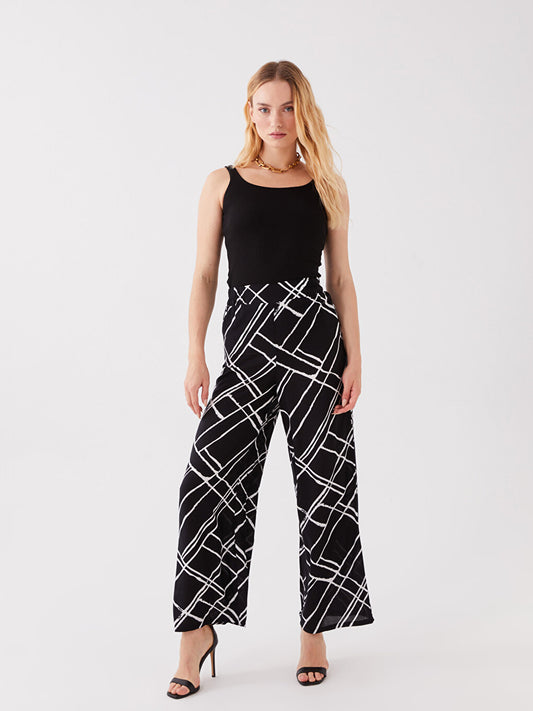 Comfortable Pattern Patterned Women's Trousers with Elastic Waist