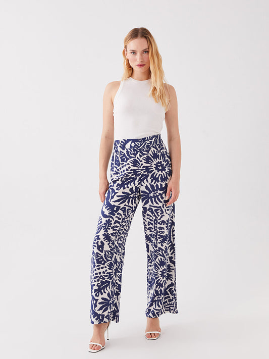 Comfortable Pattern Patterned Women's Trousers with Elastic Waist