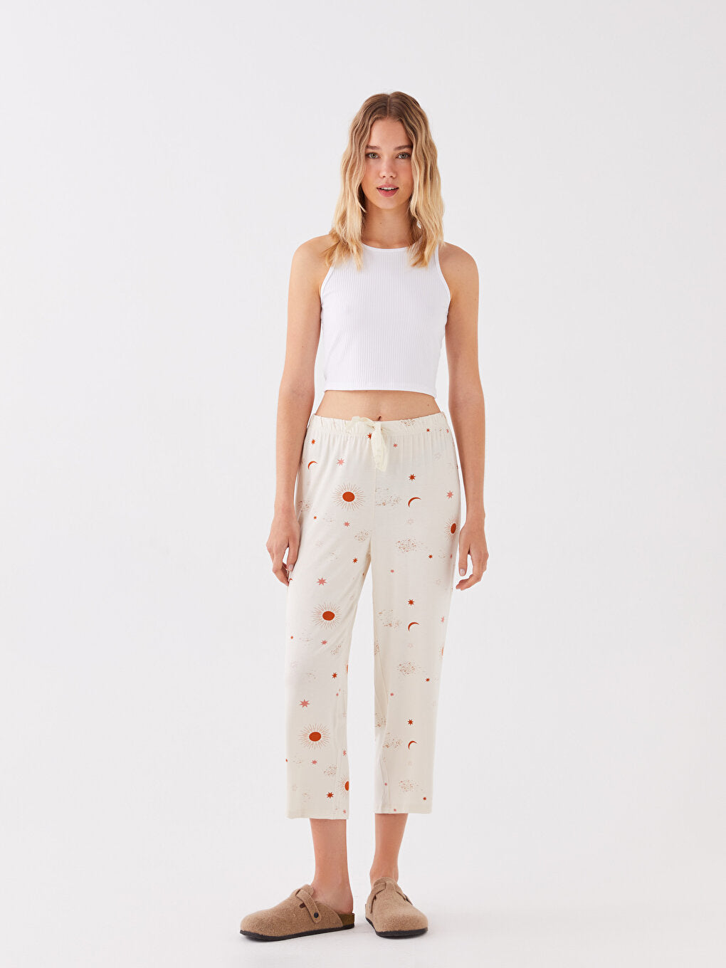 Patterned Women's Pajama Bottoms with Elastic Waist