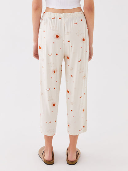 Patterned Women's Pajama Bottoms with Elastic Waist