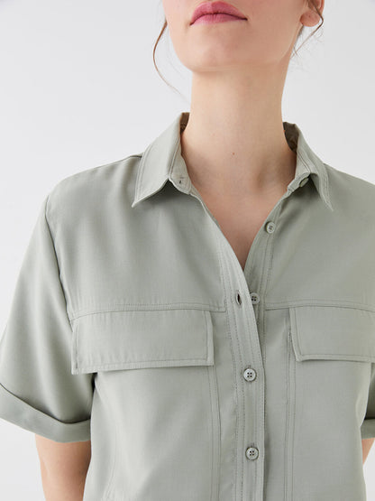 Plain Short Sleeve Crop Women's Shirt