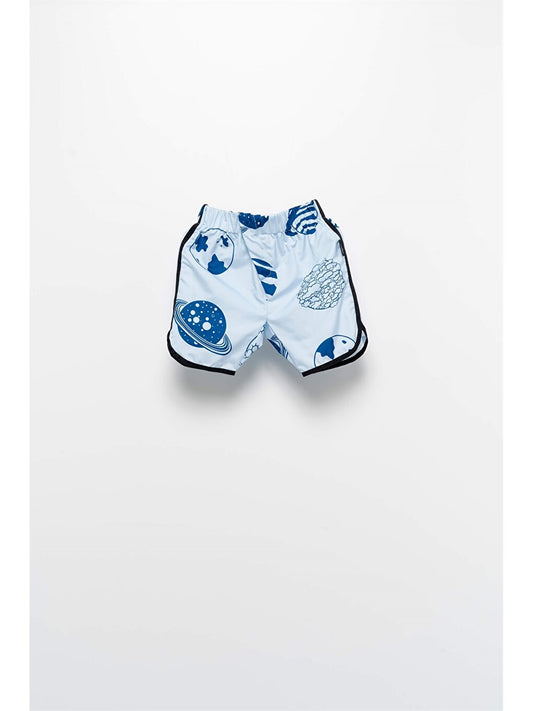 Printed Boys' Swim Shorts with Elastic Waist