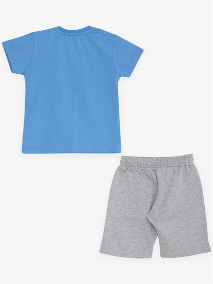 Crew Neck Short Sleeve Printed Baby Boy T-Shirt and Shorts 2-Piece Set