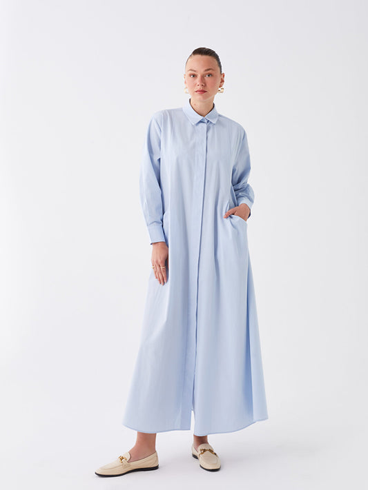 Plain Long Sleeve Women's Shirt Dress