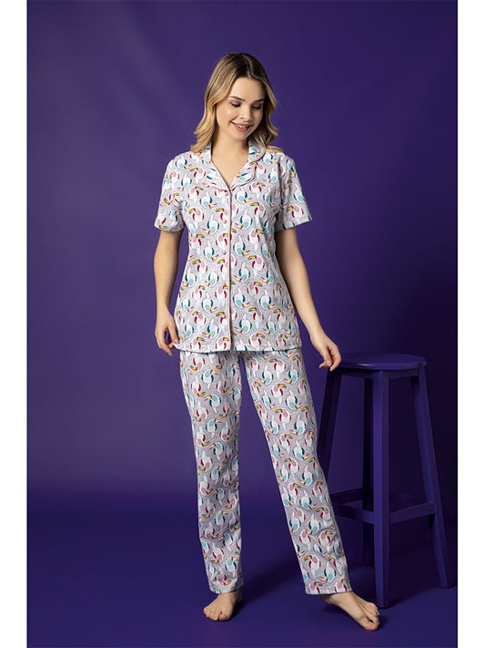 Shirt Collar Women's Pajama Set