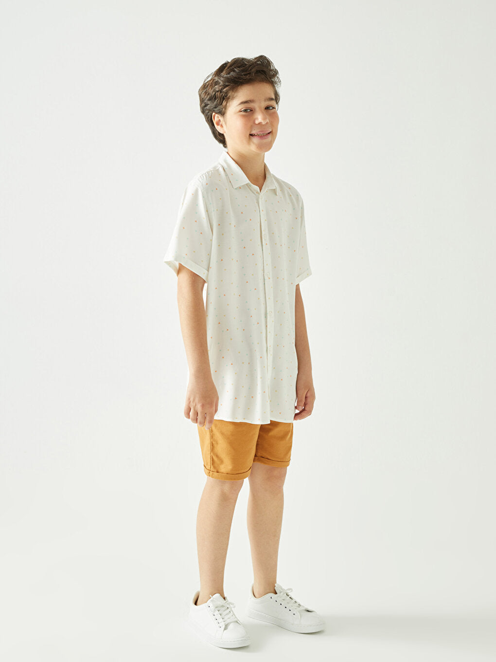 Patterned Short Sleeve Boy's Shirt