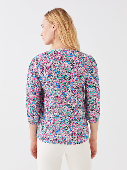 V-Neck Floral Women's Blouse