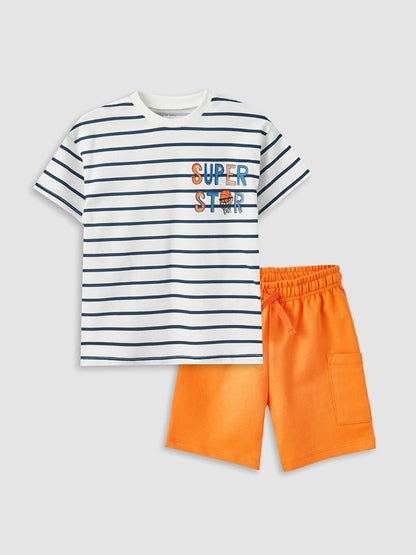 Crew Neck Baby Boy T-Shirt and Shorts, 2-pack