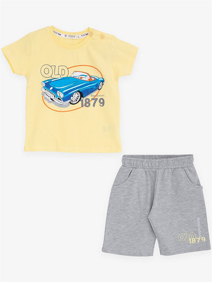 Bicycle Short Short Sleeve Printed Baby Boy T-Shirt and Shorts 2-Piece Set