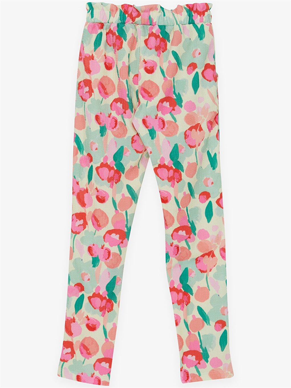 Patterned Girl's Trousers with Elastic Waist