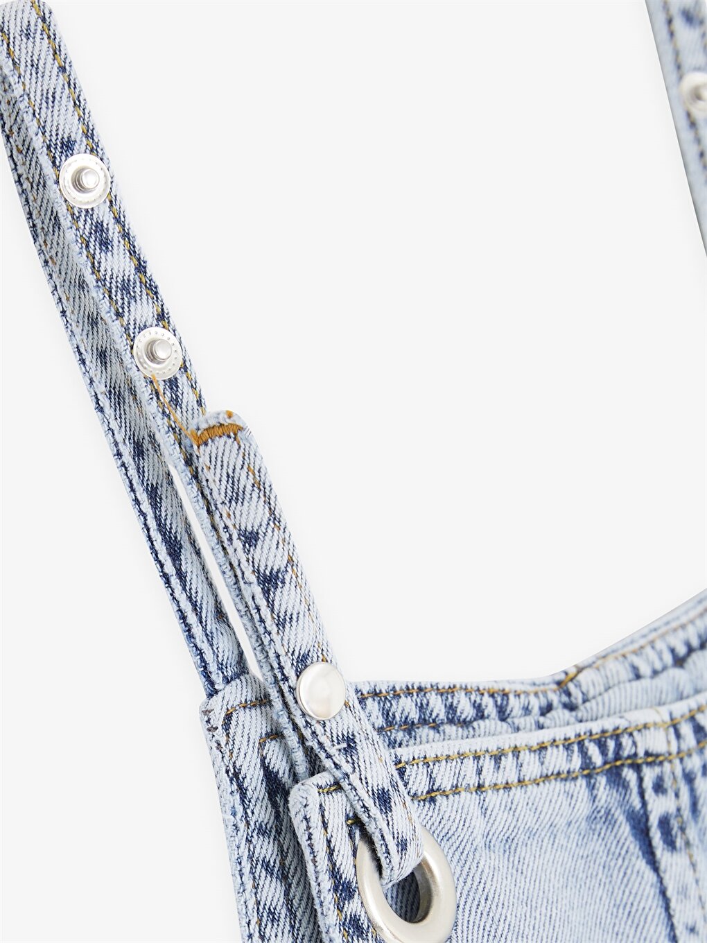 Square Neck Basic Strappy Girls Jean Salopet